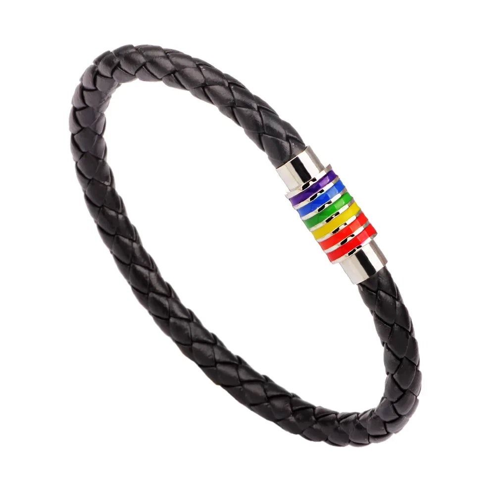 Rainbow Leather Unity Bracelet