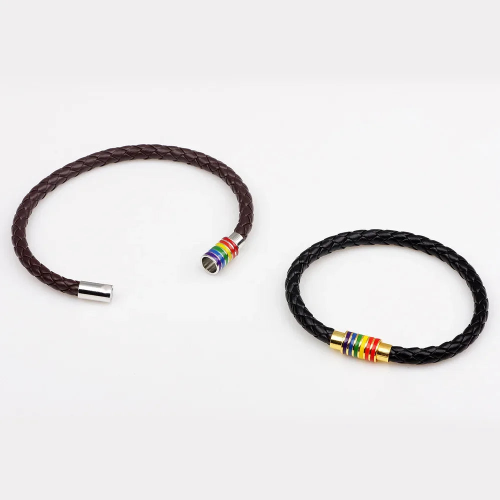Rainbow Leather Unity Bracelet