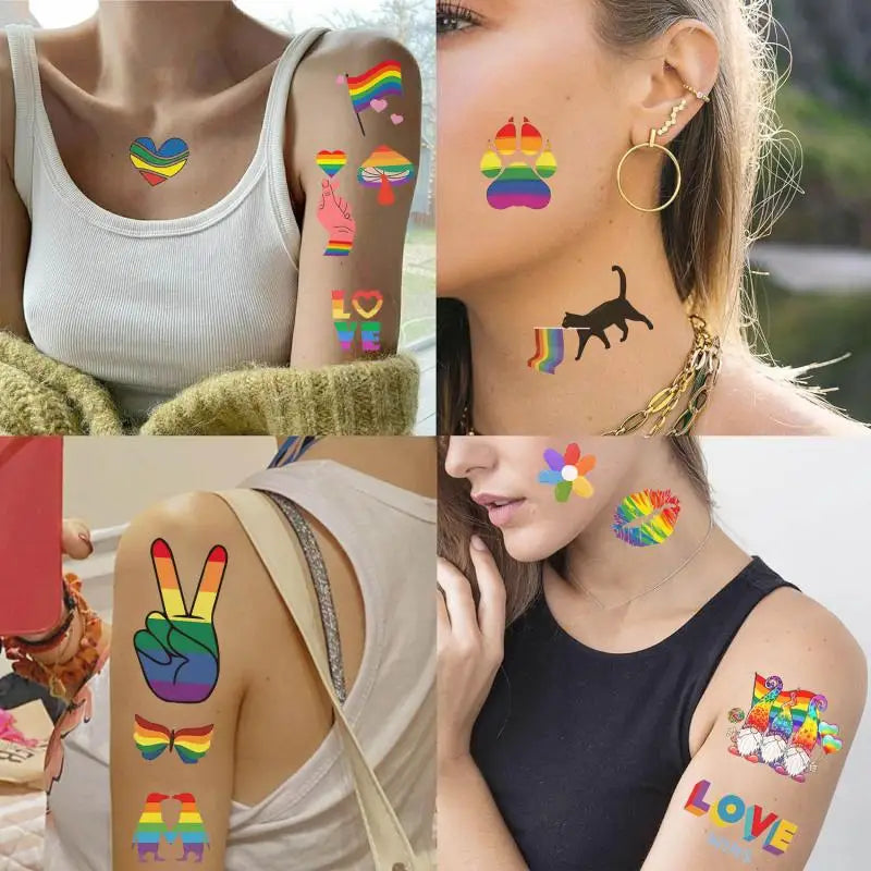 Rainbow Pride Temporary Tattoo Set